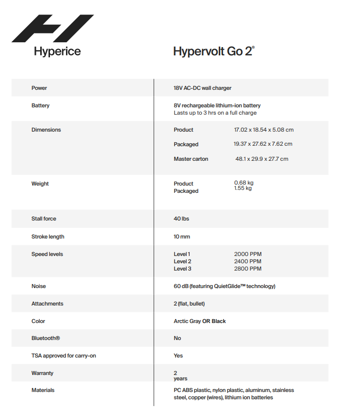 Hyperice Hypervolt Go 2